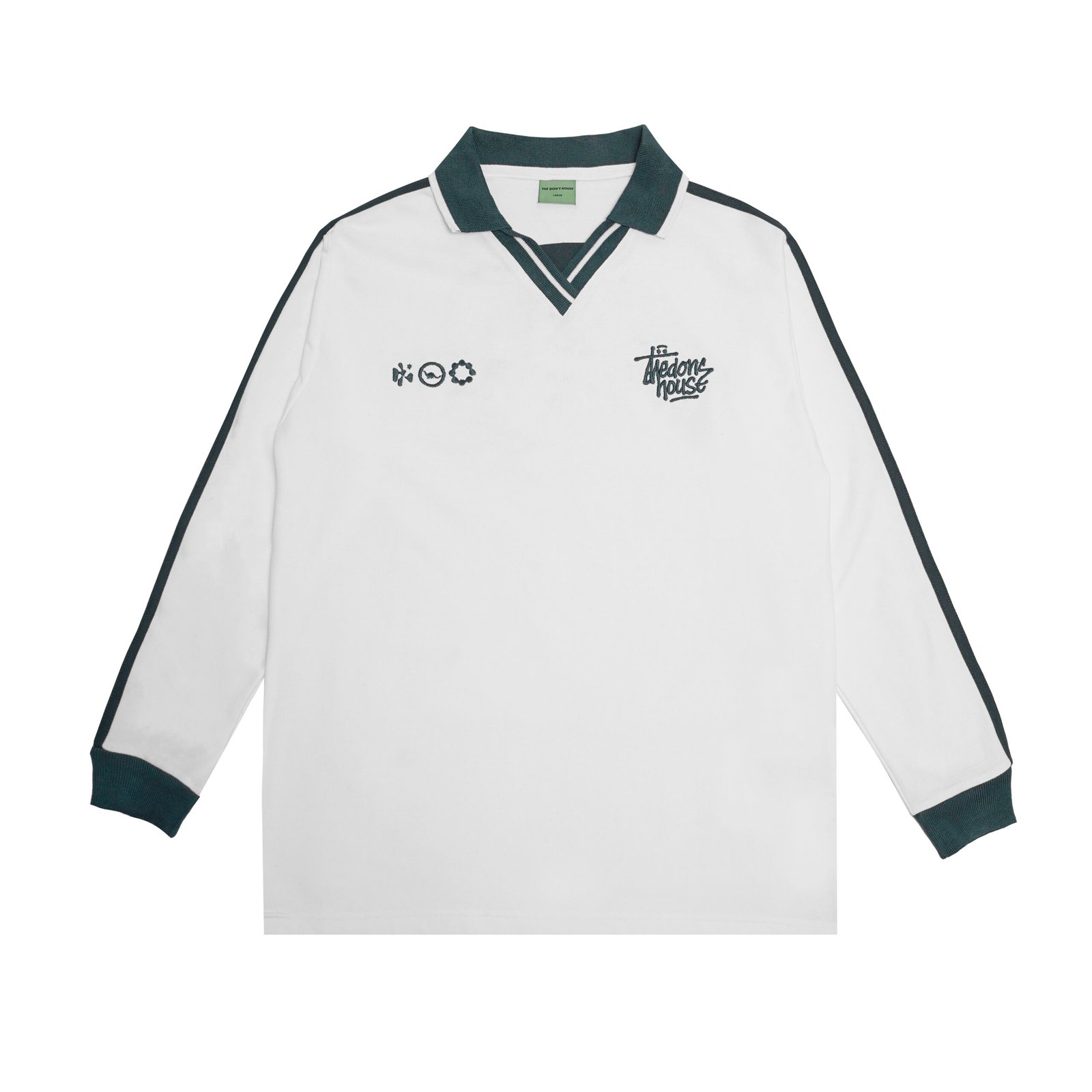 The Don's House HAMBURG WHITE - Poloshirt / Kaos Polo Lengan Panjang Motif Sablon Kasual Pria Wanita