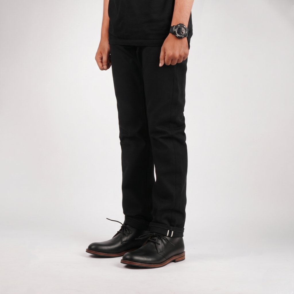 INDIANA BLACK WHITE Denim Raw - Gambar 3