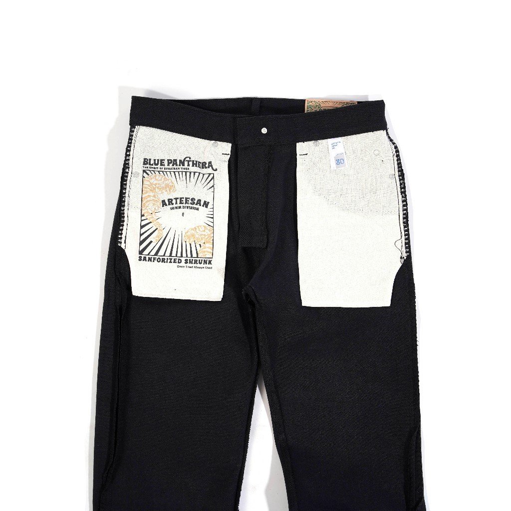 INDIANA BLACK WHITE Denim Raw - Gambar 8