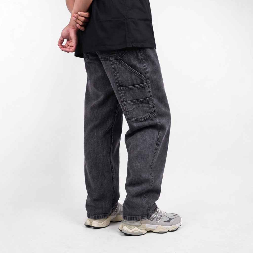DENVER BLACK WASHED Denim Carpenter Washing Loose Fit