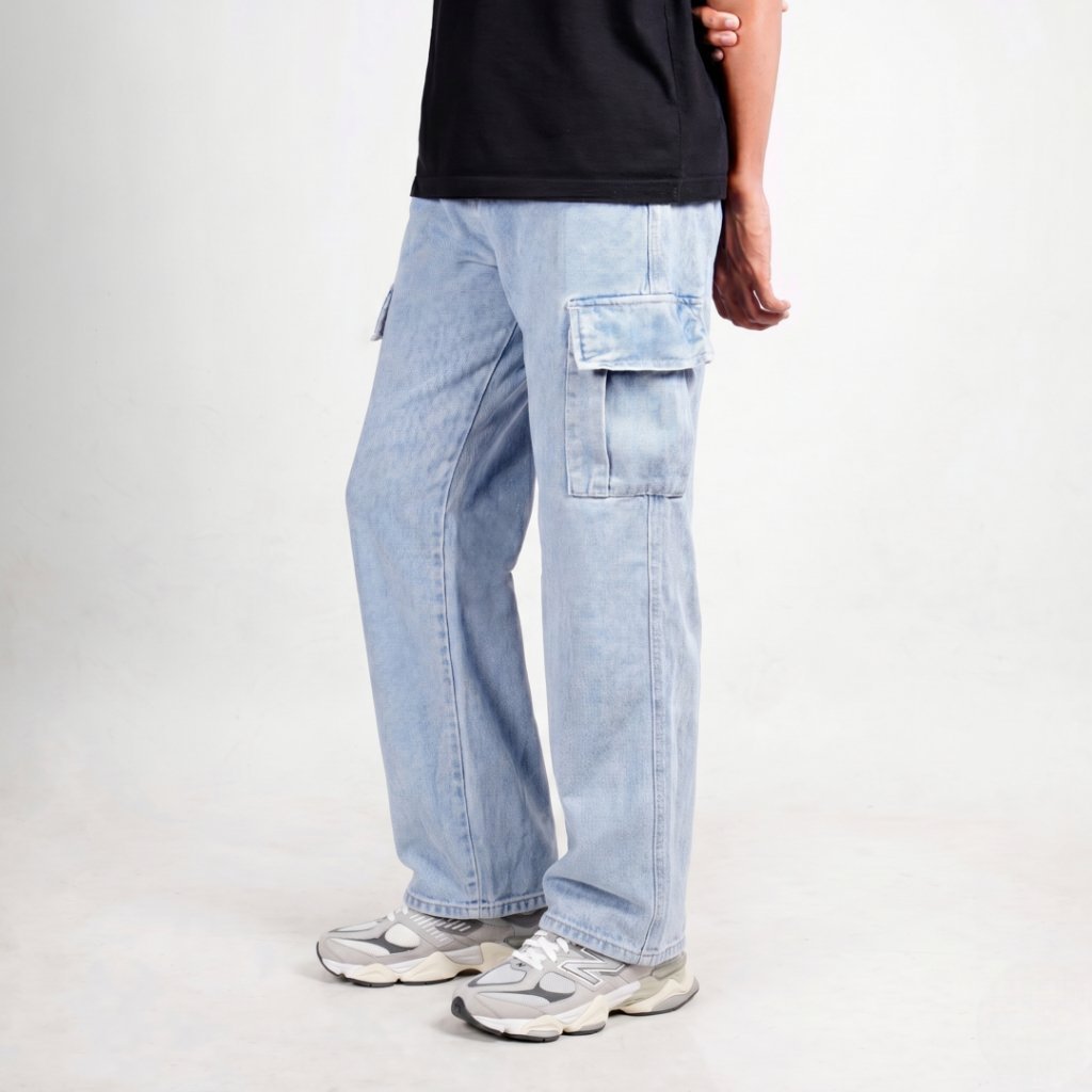 DEGOZ BLUE WASHED Jeans Cargo Washing Loose Fit - Gambar 2