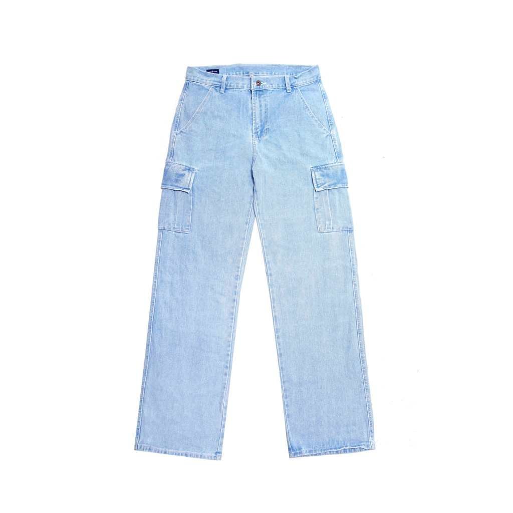 DEGOZ BLUE WASHED Jeans Cargo Washing Loose Fit - Gambar 4