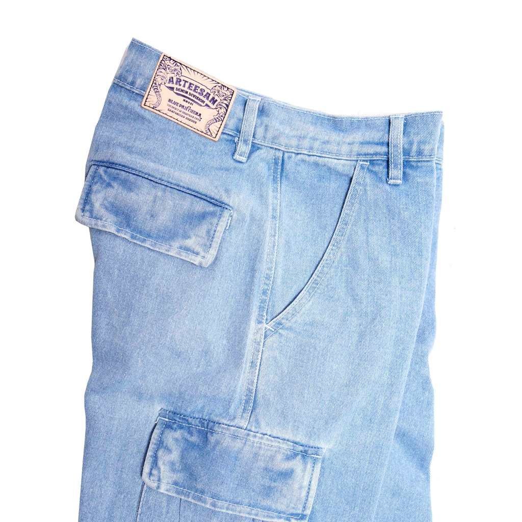 DEGOZ BLUE WASHED Jeans Cargo Washing Loose Fit - Gambar 6