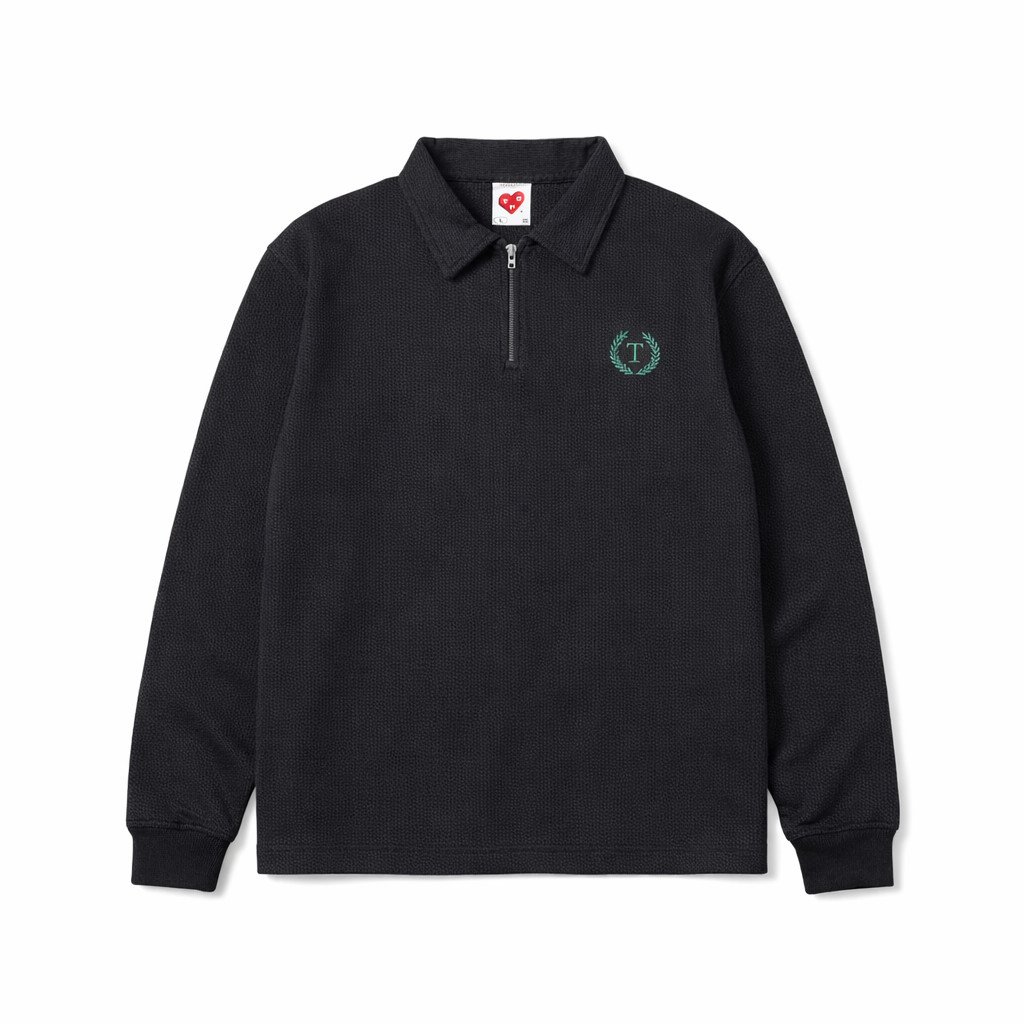 CR WAFLE BLACK LS Poloshirt